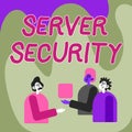 Sign displaying Server Security. Internet Concept web server that guarantees secure online transactions Colleagues