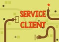 Sign displaying Service Client. Business showcase Dealing with customers satisfaction and needs efficiently Three Long Royalty Free Stock Photo