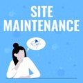 Sign displaying Site Maintenance. Business concept keeping the website secure updated running and bugfree Illustration