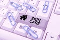 Sign displaying Skin Care. Conceptual photo things that you do or use to keep your skin healthy and attractive Abstract