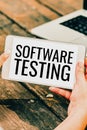 Sign displaying Software Testing. Word for activity to check whether the results match the expected Royalty Free Stock Photo