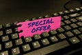 Sign displaying Special Offer. Word Written on Selling at a lower or discounted price Bargain with Freebies Typing