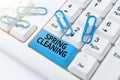 Sign displaying Spring Cleaning. Business overview practice of thoroughly cleaning house in the springtime Abstract