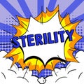 Sign displaying Sterility. Concept meaning a condition of being free from pathogenic microorganisms