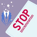 Sign displaying Stop Discrimination. Business idea Prevent Illegal excavation quarry Environment Conservation Royalty Free Stock Photo