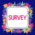 Handwriting text Survey. Business approach look closely at or examine someone or something Record area