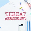 Sign displaying Threat Assessment. Business concept determining the seriousness of a potential threat