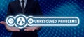 Sign displaying Unresolved Problems. Word Written on those Queries no one can answer Unanswerable Questions Royalty Free Stock Photo