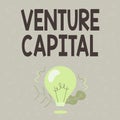 Sign displaying Venture Capital. Business approach Venture Capital Illuminated Light Bulb Drawing Plants Shell Showing