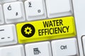 Sign displaying Water Efficiency. Business concept reduce water wastage by measuring amount of water required Royalty Free Stock Photo