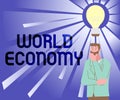 Conceptual caption World Economy. Business showcase Global Worldwide International markets trade money exchange