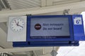 Sign Do Not Board (niet instappen) on the platform on station Zwolle Royalty Free Stock Photo