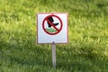 Sign Do not step on grass. Prohibition sign on the lawn. Sign prohibiting walking on the grass Royalty Free Stock Photo