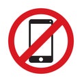 Sign do not use mobile phone. Ndon`t talk smartphone sign icon in flat style. Vector design danger illustration for you project Royalty Free Stock Photo