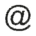 At Sign, dog, halftone icon. Dotted grunge symbol of ink spots. Textured design element. Vector
