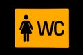 A sign on the door indicating a female toilet