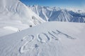 2014 sign drawn at snow