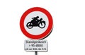 Sign with driving ban for too loud motorcycles in Tirol in Austria Royalty Free Stock Photo