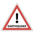 Sign of the earthquake, the red triangle exclamation mark and the text earthquake,