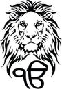 Sign Ek Onkar is the most significant symbol of Sikhism, decorated with a Lion Royalty Free Stock Photo