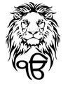 Sign  Ek Onkar  is the most significant symbol of Sikhism, decorated with a Lion Royalty Free Stock Photo