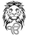 Sign  Ek Onkar  is the most significant symbol of Sikhism, decorated with a Lion Royalty Free Stock Photo