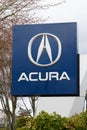 Sign with emblem for an Acura car showroom Royalty Free Stock Photo