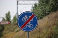 Sign on the end of cyclist and scooter lane in the Netherlands at Moordrecht. Royalty Free Stock Photo