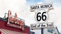 Sign of the end of route 66 in Santa Monica, Los Angeles