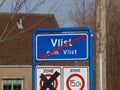 Sign end of urban area of vlist which is part of the municipality Krimpenerwaard.