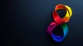 Sign of an endless rainbow on dark background. Symbol of movement for rights and acceptance of autism. World Autism Awareness