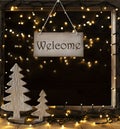 Window, Lights In Night, Text Welcome Royalty Free Stock Photo