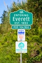 Sign for Entering Everett with population number