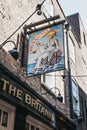 Sign at the entrance of The Brittania pub in Richmond, London, U