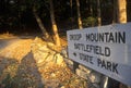 Sign at the entrance of Droop Mountain Battlefield State Park, Civil War battleground, Scenic Route 39, WV