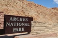 Sign at the Entrance to Arches National Park Royalty Free Stock Photo