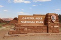Sign at the Entrance to Capitol Reef National Park