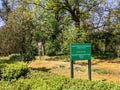 The sign at the entrance to dendrological park Macea Arad, Arad county, Romania Royalty Free Stock Photo