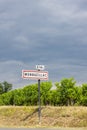 Sign and entry to Monbazillac, France