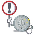 With sign Ethereum coin character cartoon