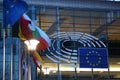 Sign and EU flag symbol on the European Commission building exterior Royalty Free Stock Photo