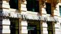 Sign on the facade of the Roman headquarters in Via del Corso in Rome, of the MONTE DEI PASCHI DI SIENA. founded in 1472