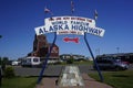 Alaska highway sign in Dawson Creek in Canada