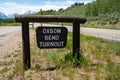 Sign for the famous Oxbow Bend Turnout in Grand Teton National Park Royalty Free Stock Photo