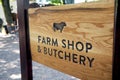 Sign for a farm shop and butchery
