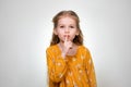 Sign quieter fingers shows beautiful little girl