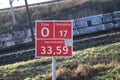 Sign for firefighters, paramedics and police where and which entrance it is to busy railroad track at Zwijndrecht.