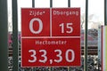 Sign for firefighters, paramedics and police where and which entrance it is to busy railroad track at Zwijndrecht.