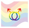 Sign with flag in honor of LGBT Pride Day. Illustration Stop homophobia for the International Day against Homophobia