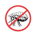Sign with a flea. Vector illustration.